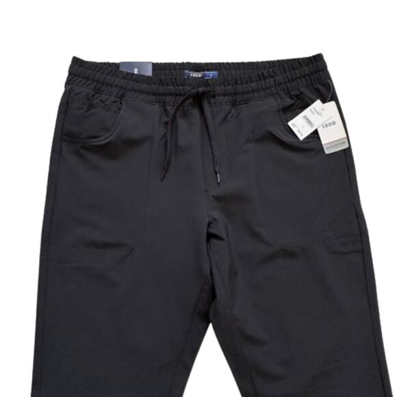 IZOD Mens Active Pants Black Advantage Performance Slim Tapered Fit Large NEW - Picture 3 of 12